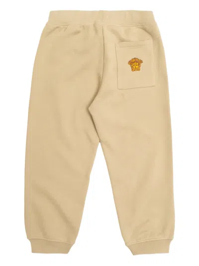 Versace Kids' Logo-patch Track Pants In Brown