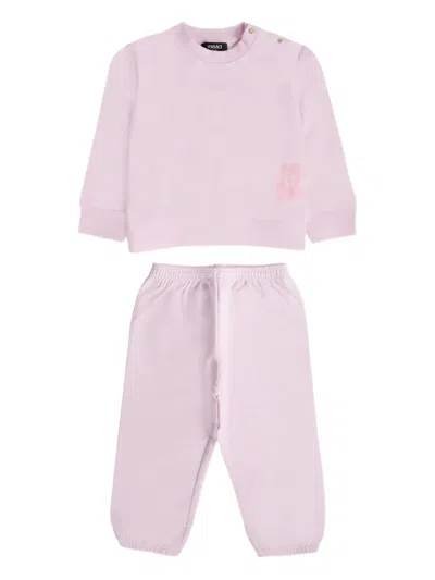 Versace Babies' Logo-patch Tracksuit Set In Pink