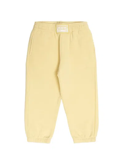 Versace Babies' Logo-patch Trousers In Yellow