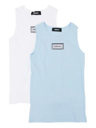Versace Kids' Logo-patch Vest (set Of Two) In Blue