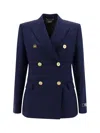 Versace Blue Double-breasted Jacket With Medusa Buttons In Navy Blue