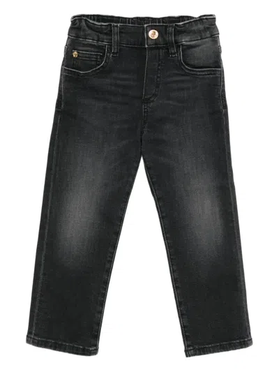 Versace Babies' Logo-patched Jeans In Black