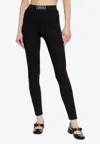 Versace Logo Print Slim Fit Ankle Length Leggings In Black