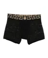 Versace Boxer With Logo Pattern In Black