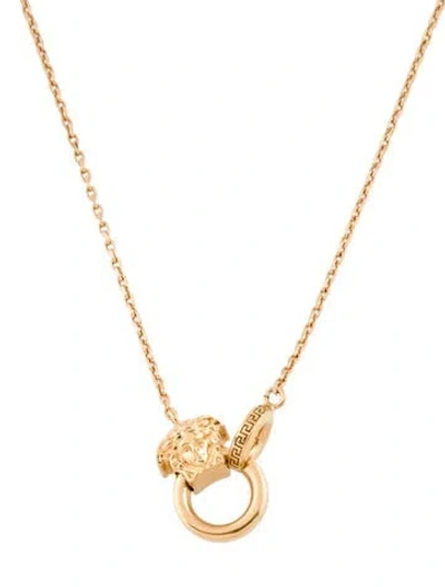 Pre-owned Versace Logo Pendant Necklace, 19" In Multicolor