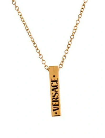Pre-owned Versace Logo Pendant Necklace, 21" In Multi
