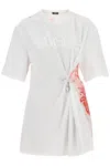 Versace Back Printed Cotton Crew-neck T-shirt With Pin In White
