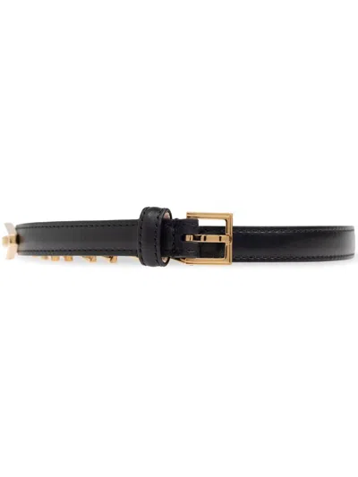 Versace Logo-plaque Belt In Black