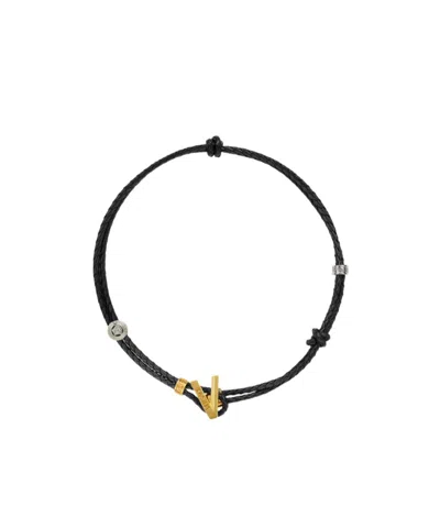 Versace Logo-plaque Braided Necklace In Noir+or