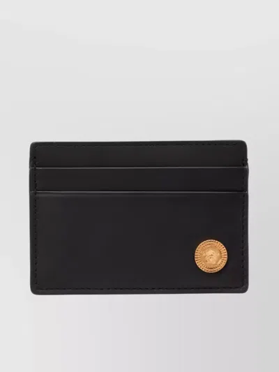 Versace Logo Plaque Cardholder In Brown
