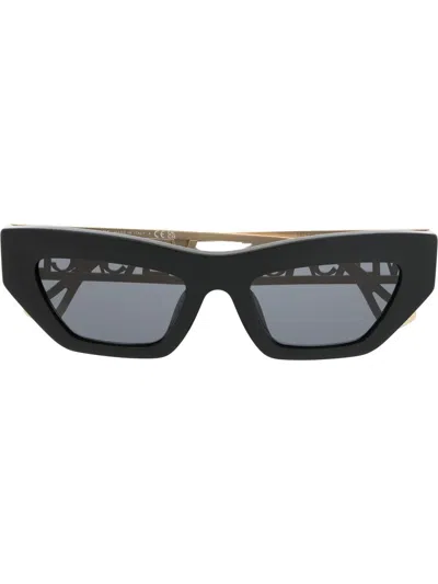 Versace Logo-plaque Cat-eye Sunglasses In Gb187 - Black