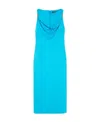 Versace Embellished Draped Metallic Jersey Dress In Blue
