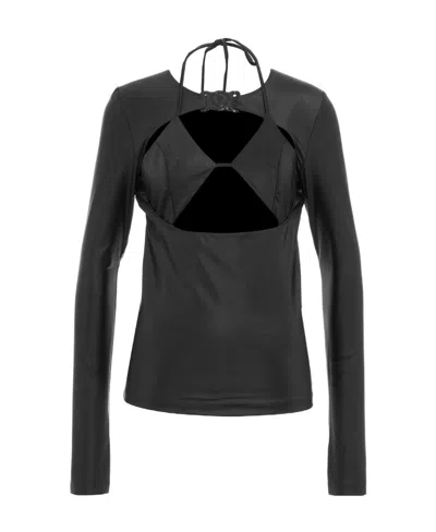 Versace Logo-plaque Cut-out Top In Black