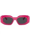 Versace Logo-plaque Geometric-frame Sunglasses In Rosa