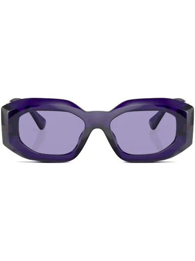Versace Logo-plaque Geometric-frame Sunglasses In Violett