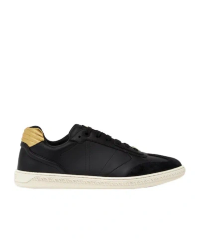 VERSACE LOGO-PLAQUE LACE-UP SNEAKERS
