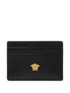 Versace Logo-plaque Leather Cardholder In Black
