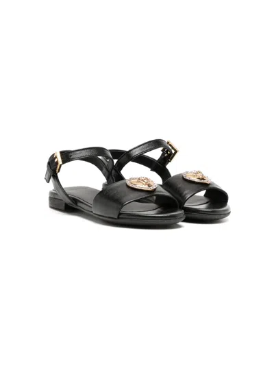 Versace Kids' Medusa-logo Leather Sandals 6-8 Years In Blk/other
