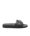 Versace Medusa Leather Slides In Gray