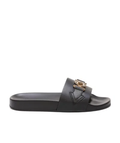 VERSACE VERSACE MEDUSA PLAQUE LOGO EMBOSSED SLIDES