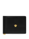 Versace Logo-plaque Leather Wallet In Black