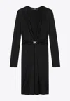 Versace Viscose Jersey Midi Dress Buckle Draped In Black