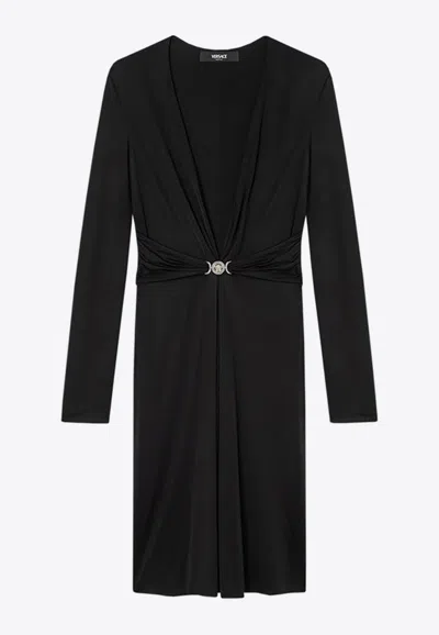 VERSACE LOGO-PLAQUE MIDI DRESS