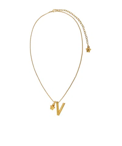 Versace Logo-plaque Necklace In Gold