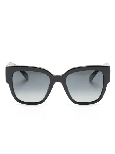 Versace Logo-plaque Oversize-frame Sunglasses In Black