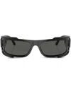 Versace Logo-plaque Rectangle-frame Sunglasses In Schwarz