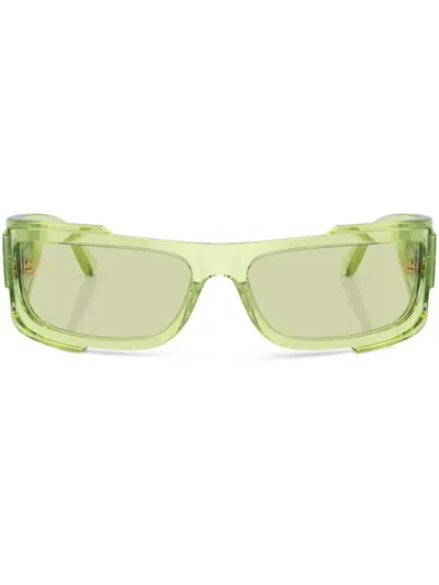 Versace Eckige Sonnenbrille Mit Logo-schild In Green