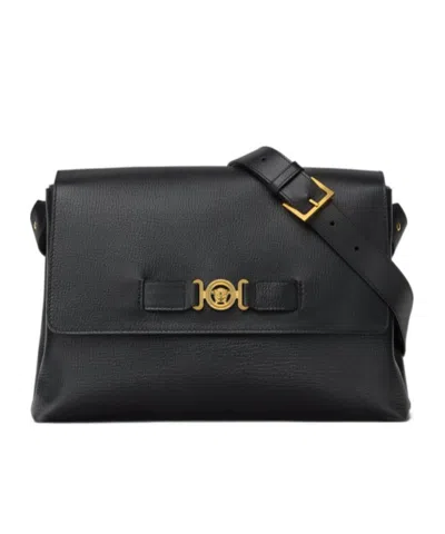 Versace Medusa Biggie Leather Messenger Bag In Multi