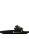 Versace Logo-plaque Slides In Black
