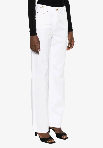 Versace Washed Straight-leg Jeans In White