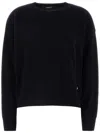 Versace Oversized Wool Blend Sweater With Embroidered Detail In Blue
