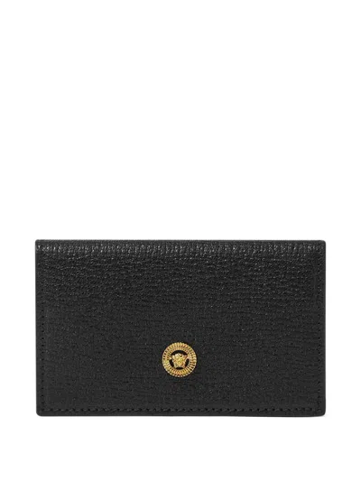 Versace Logo-plaque Wallet In Black