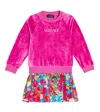 Versace Logo Pleated Sweater Dress In Pink