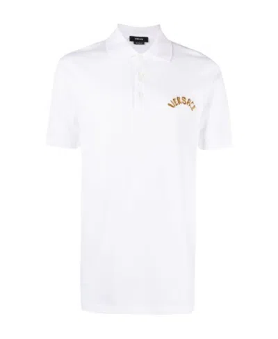 Versace Logo Polo Shirt In White