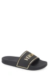 Versace Logo Pool Slide In Black Gold
