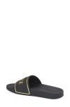 Versace Logo-embossed Slides In Black Gold