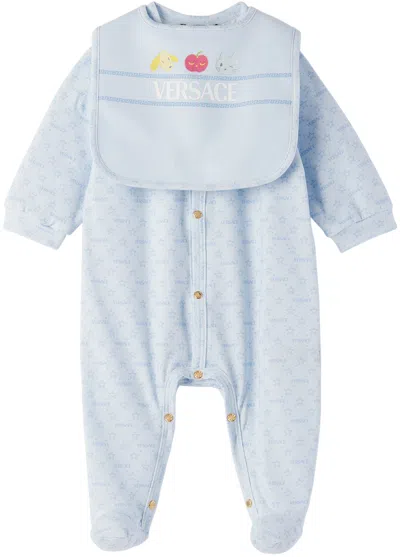 Versace Logo Print Babywear Set In White