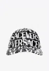 Versace Logo Print Baseball Cap In Monochrome