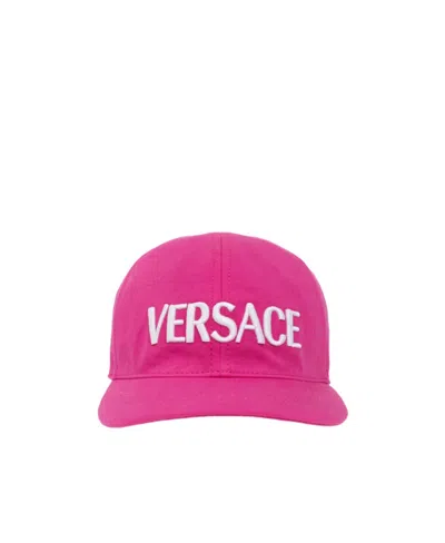 Versace Logo-print Baseball Cap In Pink