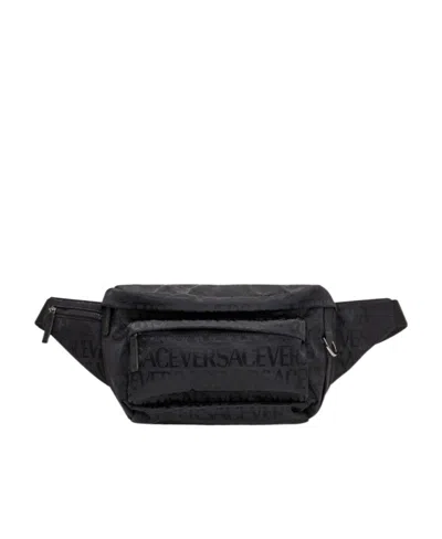Versace Logo-print Belt Bag In Black