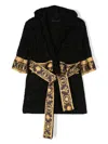 Versace Logo-print Belted Robe In 黑色