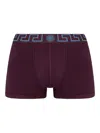 Versace Logo-print Boxers In Dark Aubergine Ink Blue