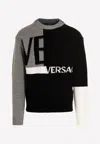 Versace Logo Colorblock Sweater In Multicolor