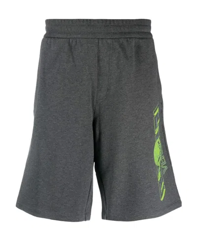 Versace Logo-print Cotton Knee-length Shorts In Black