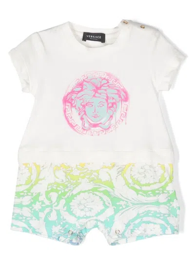 Versace Babies' Logo-print Cotton Shorties In White
