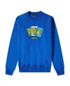 Versace Printed French Cotton-terry Sweatshirt In Blue